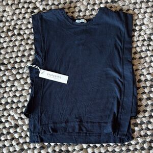 Stateside Cloud Jersey Boxy Muscle Tee, Navy